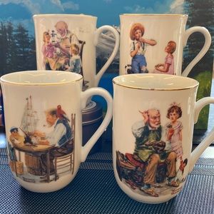 Vintage OFFICIAL Norman Rockwell Collectable Mugs (4 set)